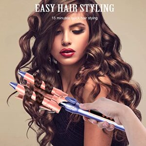 Brightup Curling Iron, 3 Barrel Hair Curler Hair Waver All in One Curling Wand with Interchangeable Ceramic Barrels and Heat Protective Glove, LCD Display, Instant Heating, Temperature Adjustment