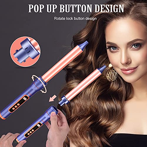 Brightup Curling Iron, 3 Barrel Hair Curler Hair Waver All in One Curling Wand with Interchangeable Ceramic Barrels and Heat Protective Glove, LCD Display, Instant Heating, Temperature Adjustment