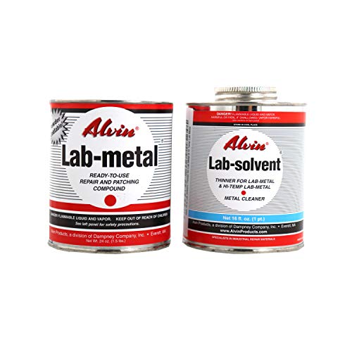 Alvin 24 oz Lab Metal & 16 oz Lab Solvent Kit Putty Dent Filler & Patching Compound Epoxy