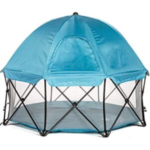 Regalo My Play Deluxe Extra Large Portable Play Yard Indoor and Outdoor, Bonus Kit, Includes a Full Canopy, Washable, Teal, 8-Panel