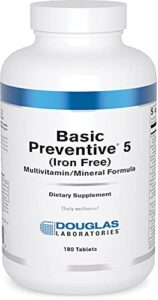 douglas laboratories basic preventive 5 | iron-free highly concentrated vitamin, mineral, trace element nutritional supplement with antioxidants | 180 tablets