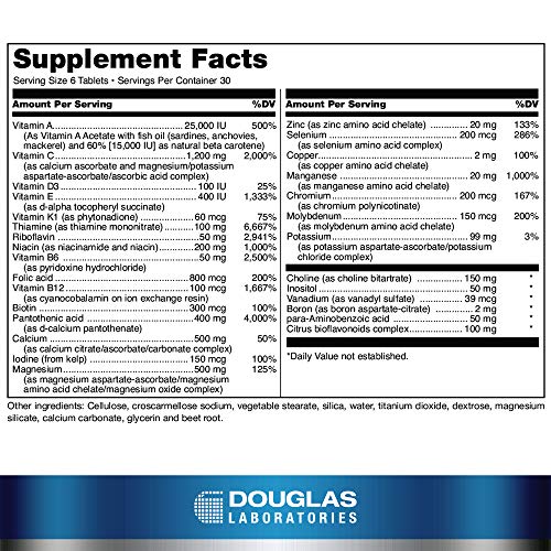 Douglas Laboratories Basic Preventive 5 | Iron-Free Highly Concentrated Vitamin, Mineral, Trace Element Nutritional Supplement with Antioxidants | 180 Tablets