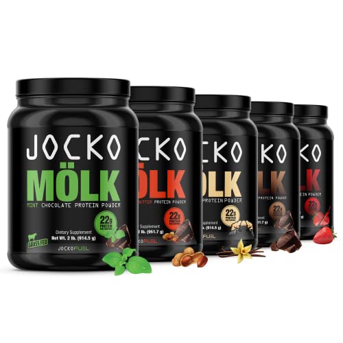 Jocko Mölk Whey Protein Powder (Mint Chocolate) - Keto, Probiotics, Grass Fed, Digestive Enzymes, Amino Acids, Sugar Free Monk Fruit Blend - Supports Muscle Recovery and Growth - 31 Servings