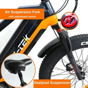 ETEK Hunter e Bikes for Adults Electric - 2X 48V 15Ah Panasonic Battery - BAFANG 1000W MID-Drive Motor Electric Bicycles for Men - CST 26" x4.0 Fat Tire Electric Bike | Shimano 7 Gears Mountain Bike