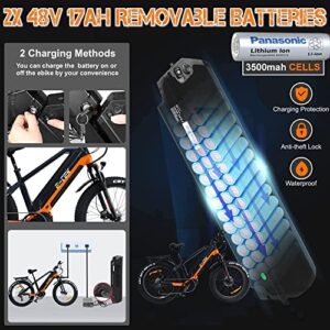 ETEK Hunter e Bikes for Adults Electric - 2X 48V 15Ah Panasonic Battery - BAFANG 1000W MID-Drive Motor Electric Bicycles for Men - CST 26" x4.0 Fat Tire Electric Bike | Shimano 7 Gears Mountain Bike