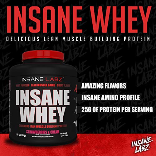 Insane Labz Insane Whey,100% Muscle Building Whey Protein, Post Workout, BCAA Amino Profile, Mass Gainer, Meal Replacement, 5lbs, 60 Srvgs, (Chocolate)