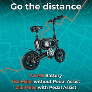 Keystone Peak New 2023 Release Amsterdam Folding Electric Bicycle - 12'' Ebike for Adults and Teenagers - Electric Bike with 350W Motor 36V Lithium - Ion Battery - Throttle & Pedal Assist Modes