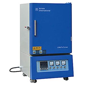 across cf1200.12.8.8 series cf1200 muffle furnace with kanthal heating element, single phase, 1200°c, 9 kw, 208-240v, 50/60hz, 22″ x 25″ x 34″