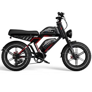 g-force zm electric bike with 750w motor,20″ x 4″ fat tires electric bicycle for adults with 48v 33.5ah/20ah removable battery,extra-long range, 28 mph,shimano 7 speed system,dual hydraulic brakes