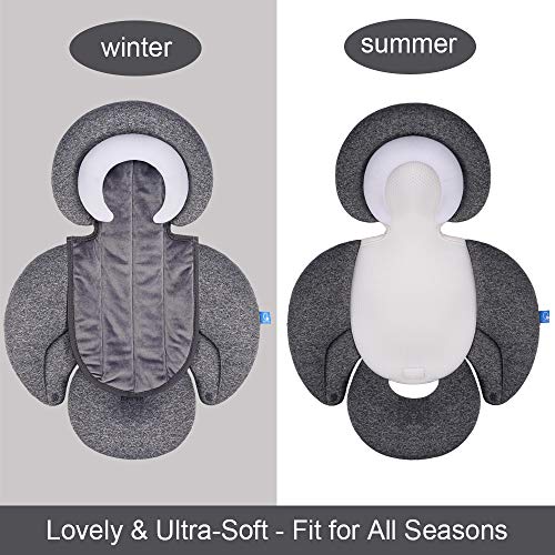 COOLBEBE New 2-in-1 Head & Body Supports for Baby Newborn Infants - Extra Soft Stroller Cushion Pads Car Seat Insert, Prefect for All Seasons