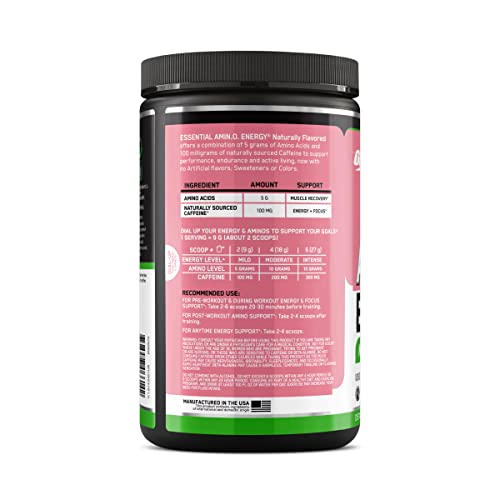 Optimum Nutrition Amino Energy Naturally Flavored Powder, Pre Workout, BCAAs, Amino Acids, Keto Friendly, Green Tea Extract, Energy Powder - Watermelon, 25 Servings