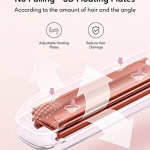 Salon Flat Iron Hair Straightener, Negative Ion Flat Iron with Titanium Plates Get Frizz-Free Hair, Dual Voltage Flat Iron for Hair with Auto Shut-Off (Rose Gold)