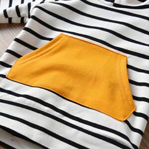 Rebey Toddler Infant Baby Boy Clothes Striped Long Sleeve Hoodie Tops Sweatsuit Pants Outfit Set (12-18 Months) Yellow