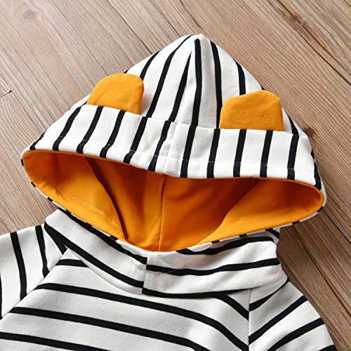 Rebey Toddler Infant Baby Boy Clothes Striped Long Sleeve Hoodie Tops Sweatsuit Pants Outfit Set (12-18 Months) Yellow