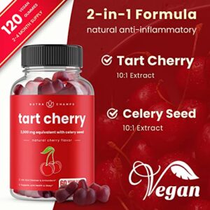 (2-Pack) 120 Tart Cherry Gummies - 3000mg Supplement with Celery Seed Extract - Vegan Tart Cherry Concentrate Gummy Vitamin