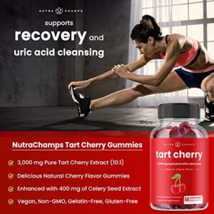 (2-Pack) 120 Tart Cherry Gummies - 3000mg Supplement with Celery Seed Extract - Vegan Tart Cherry Concentrate Gummy Vitamin