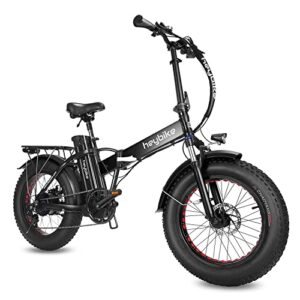 heybike mars electric bike foldable 20″ x 4.0 fat tire electric bicycle with 500w motor, 48v 12.5ah removable battery and dual shock absorber for adults