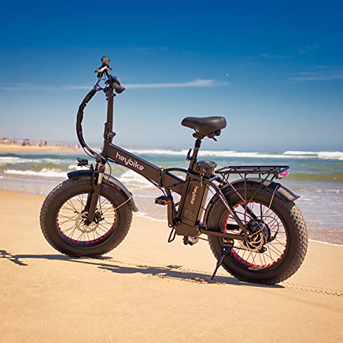 Heybike Mars Electric Bike Foldable 20" x 4.0 Fat Tire Electric Bicycle with 500W Motor, 48V 12.5AH Removable Battery and Dual Shock Absorber for Adults