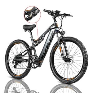 electric bike with bafang motor 750w peak, full suspension ebike, electric bike for adults, electric mountain bicycle with 13ah battery,27.5” e-mtb, professional 9-speed gears