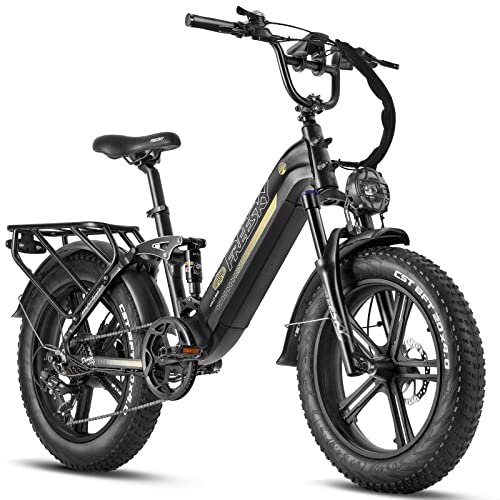 FREESky Step-Thru Electric Bike for Adults 750W High-Speed Motor 48V 15AH Samsung Cell Battery, 20" Fat Tires Ebike 28MPH 35-80Miles Electric Commuter/City Cruiser Bike for Women,