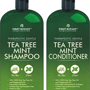 Tea Tree Mint Shampoo and Conditioner - contains Pure Tea Tree Oil & Peppermint Oil - Fights Hair Loss, Promotes Hair Growth, Fights Dandruff, Lice & Itchy Scalp - Men & Women Sulfate Free -16 oz x 2