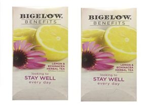 bigelow benefits herbal tea (pack of 2) lemon & echinacea, 18 count (pack of 2)