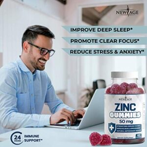 Zinc Gummies - 2 Pack - 50mg High Potency Immune Booster Zinc Supplement, Immune Defense, Powerful Natural Antioxidant, Non-GMO - by New Age, 120 Count