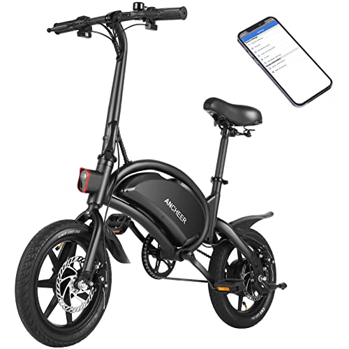 ANCHEER 500W Electric Bike Electric Commuter Bike, APP Control Folding Ebike 14'' Electric Bicycle, 20MPH Adults/Teens City Ebike and 48V 7.5Ah Battery