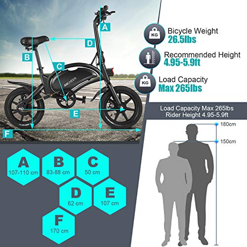 ANCHEER 500W Electric Bike Electric Commuter Bike, APP Control Folding Ebike 14'' Electric Bicycle, 20MPH Adults/Teens City Ebike and 48V 7.5Ah Battery