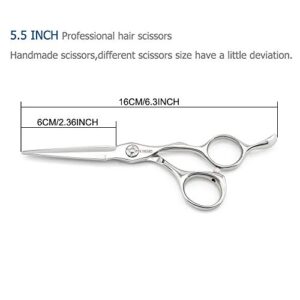 Barber Scissors 5.5" Professional Hair Scissors Hair Cutting Shears Hair Cutting Scissors Haircut Shears 440C Barber Shears Hairdresser Scissors Sharp Hair Scissors Bearing Screw Kinsaro