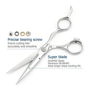 Barber Scissors 5.5" Professional Hair Scissors Hair Cutting Shears Hair Cutting Scissors Haircut Shears 440C Barber Shears Hairdresser Scissors Sharp Hair Scissors Bearing Screw Kinsaro