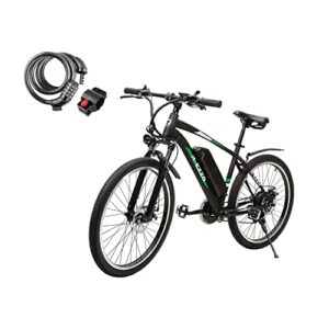 hezzo electric bike, electric bike for adults 350/750w ebikes 26″ electric mountain bike shimano 21 speed gears electric bicycle with 36v 10.4ah/48v 10ah removable battery and free lock (750w-48v)