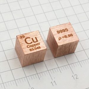 0.39" Element Cube - Set of 11 Metal Density Cubest Include Zinc Tin Copper Iron Aluminum Carbon Titanium Nickel Molybdenum Bismuth Tungsten for Labs and Collections