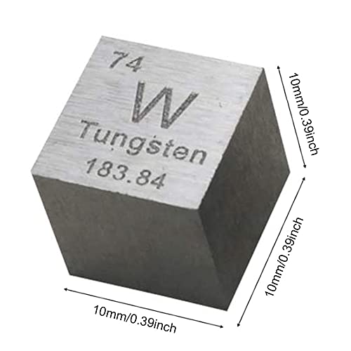 0.39" Element Cube - Set of 11 Metal Density Cubest Include Zinc Tin Copper Iron Aluminum Carbon Titanium Nickel Molybdenum Bismuth Tungsten for Labs and Collections