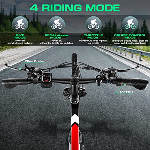 Vivi Electric Bike, Electric Bike for Adults, 26" Ebike 500W Adult Electric Bicycles, 20MPH Electric Mountain Bike with 48V Removable Battery, Up to 50 Miles, Cruise Control, Shimano 21 Speed