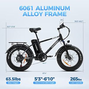 SAMEBIKE 750W Electric Bikes for Adults Up to 65 Miles EBike 4.0" Fat Tire Electric Bike 27 Mph Moped Electric Mountain Bike with 48V 13Ah Battery, Shimano 7 Speed, USB Display