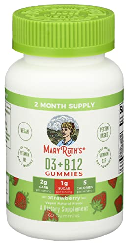 Vitamin D3 + Vitamin B12 | 2 Month Supply | Vitamin D & B12 Vitamin Supplements for Adults & Kids | Supports Bone Health | Promotes Energy Boost | Vegan | Non-GMO | Gluten Free | 60 Servings