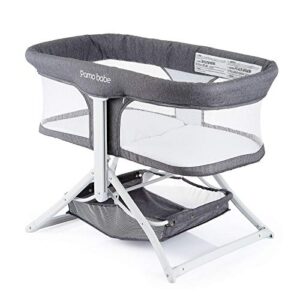 pamo babe 2in1 bassinet quick foldable travel crib portable rocking bassinet（grey）