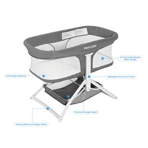 Pamo Babe 2in1 Bassinet Quick Foldable Travel Crib Portable Rocking Bassinet（Grey）