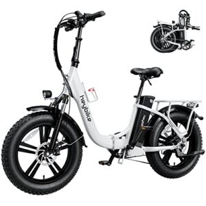 heybike ranger electric bike for adults foldable 20″ x 4.0 fat tire step-thru electric bicycle with 500w motor, 48v 15ah removable battery and dual shock absorber