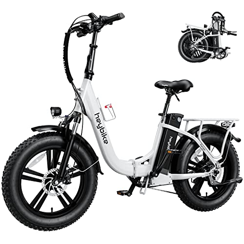 Heybike Ranger Electric Bike for Adults Foldable 20" x 4.0 Fat Tire Step-Thru Electric Bicycle with 500W Motor, 48V 15AH Removable Battery and Dual Shock Absorber