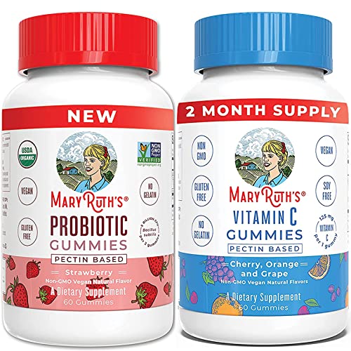 MaryRuth Organics Adult Probiotic Gummies & Vitamin C Gummies Bundle Gummies for Digestive Support & Gut Health | Vegan Vitamin C Gummies for Immune Function & Overall Health for Adults & Kids