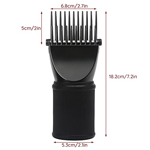 Segbeauty Blow Dryer Comb Attachment, Black Brush Attachments for Hair Dryer Concentrator Nozzle 1.57-1.97", Pro Hairdressing Styling Salon Tool for Straightening Detangling Fine Curly Natural Hair