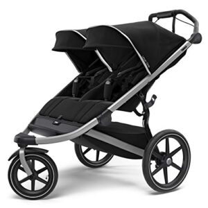 thule urban glide 2 jogging stroller – double baby stroller perfect for daily strolling and jogging – features 5-point harness, lightweight and compact, durable and versatile design for all terrains