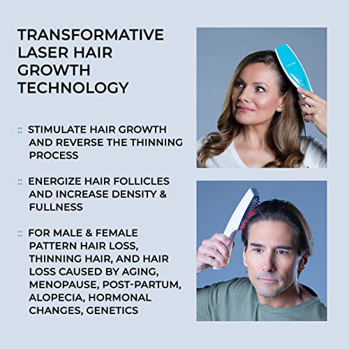 Hairmax Laser Hair Growth Comb (FDA Cleared), ULTIMA 9 Classic, Laser Hair Growth Treatment for Men & Women, Thinning Hair Treatment for Women and Men, Denser/Fuller Hair, Spot or Full Scalp, Hair Growth Products to Reverse Thinning Hair, 100% Medical Gra