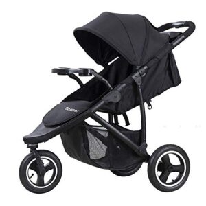 scozer stroller with dining plate and cup holder big storage basket,adjustable awning, variable seat and recliner lightweight baby jogger travel system,black