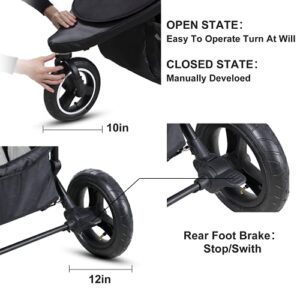 Scozer Stroller with Dining Plate and Cup Holder Big Storage Basket,Adjustable Awning, Variable Seat and Recliner Lightweight Baby Jogger Travel System,Black