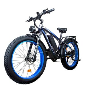 SMLRO Electric Bikes 1000w Ebike Fat Tire Electric Mountain Bike 48V 16AH Removable Battery 26 * 4.0'' Adult Electric Bicycles Hydraulic Disc Brakes Shimano 21 Speed (Blue & Black)