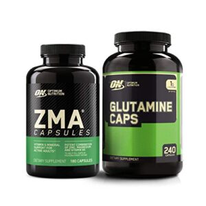 optimum nutrition zma, zinc for immune support, muscle recovery and endurance supplement for men and women, zinc and magnesium supplement & l-glutamine muscle recovery capsules
