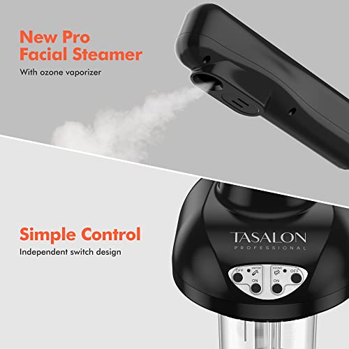 TASALON Facial Steamer on Wheels - Face Steamer for Professional Skin Rejuvenation, Facial Steamer Kit for Home, Spa, Beauty Clinic - Warm Mist, Ozone Face Humidifier - Pore Opener and Skin Cleanser